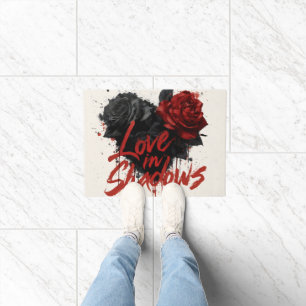Dark Romance Graphic with Black and Red Roses Doormat