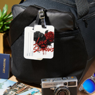 Dark Romance Graphic with Black and Red Roses Luggage Tag