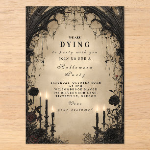 Dark Romance Halloween Party Acrylic Invitations