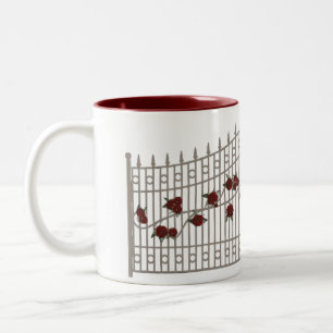Dark Romance Iron Gate with Roses Two-Tone Coffee Mug