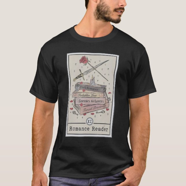 Dark Romance Reader Tarot Card Bookish Smut Reader T-Shirt (Front)