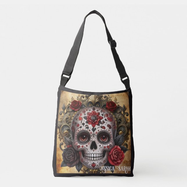 Dark Romance Sugar Skulls Crossbody Bag (Front)