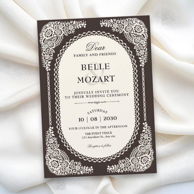 Dark romance victorian lace wedding invitation (Creator Uploaded)