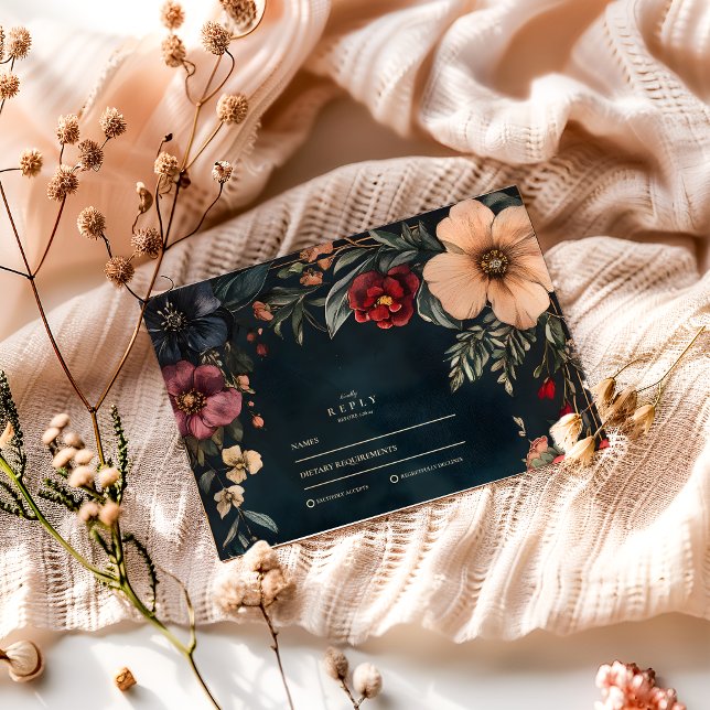 Dark Romance Wedding Theme RSVP Card (Creator Uploaded)