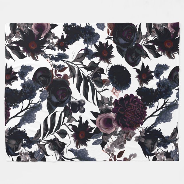 "Dark Romance Wildflower Fleece Blanket (Front (Horizontal))