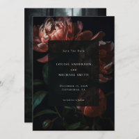 Dark Romantic Black Peony Floral Wedding Photo