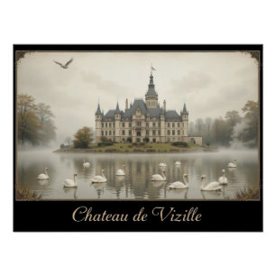 Dark Romantic Château de Vizille Castle Evening Poster