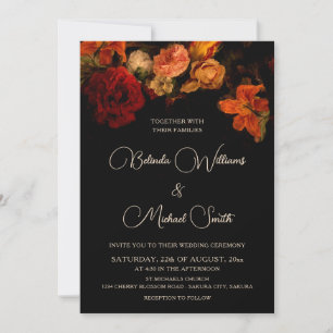 Dark Romantic Fine Art Flowers Invitation