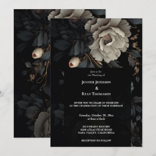 Dark Romantic Floral Gothic wedding invitation