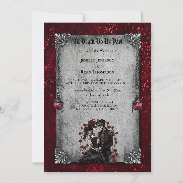 Dark Romantic Floral Gothic wedding invitation (Front)