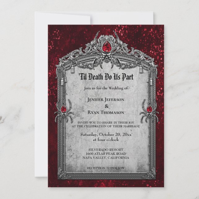 Dark Romantic Floral Gothic wedding invitation (Front)