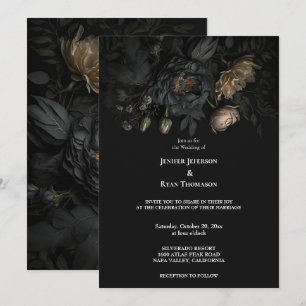 Dark Romantic Floral Gothic wedding invitation