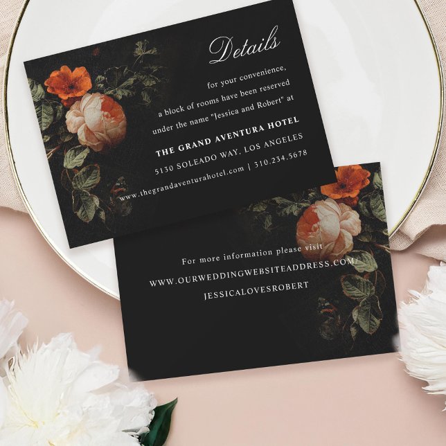 Dark Romantic Floral Painting Dutch Masters Detail RSVP Card (Creator Uploaded)