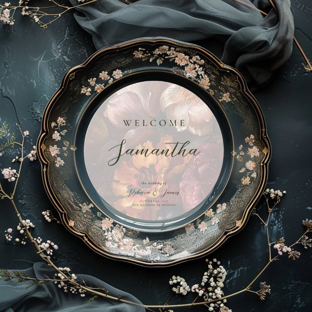 Dark Romantic Floral Painting Guests Name Wedding Menu (Creator Uploaded)