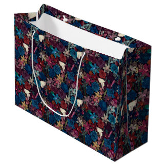 Dark Romantic Floral Pattern Large Gift Bag