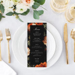 Dark Romantic Floral Roses Dutch Master Wedding Menu<br><div class="desc">Customise all of the text; Bride and Groom's name is on the back. Customise further to change the shape behind the text.</div>