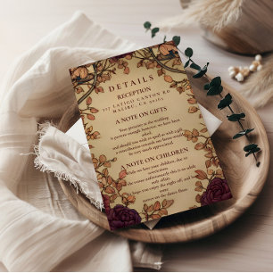 Dark Romantic Floral Wedding Enclosure Card