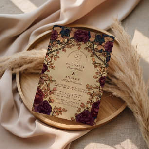 Dark Romantic Floral Wedding Invitation