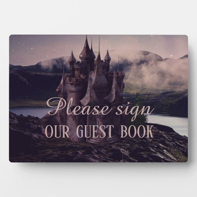 Dark Romantic Gothic Castle Guestbook  Plaque (Front)