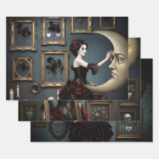 Dark Romantic Gothic Design Wrapping Paper Sheet