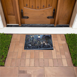 Dark Romantic Gothic Still Life with Black Roses Doormat