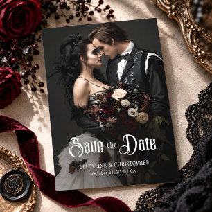Dark Romantic Gothic Wedding Photo Save the Date Invitation