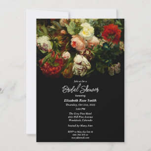 Dark romantic moody elegant floral Bridal Shower  Invitation