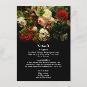 Dark romantic moody elegant floral flowers wedding enclosure card