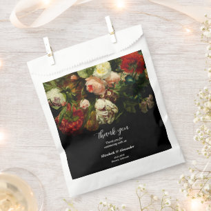 Dark romantic moody elegant floral flowers wedding favour bag