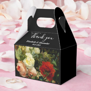 Dark romantic moody elegant floral flowers wedding favour box