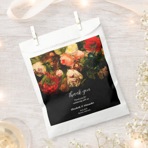 Dark romantic moody elegant floral wedding favour bag