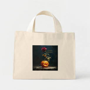 Dark Romantic Pumpkin & Rose Laptop Sleeve Mini Tote Bag