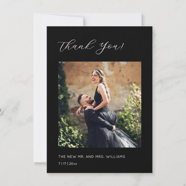  Dark Romantic Roses Watercolor Wedding  Thank You Card (Front)