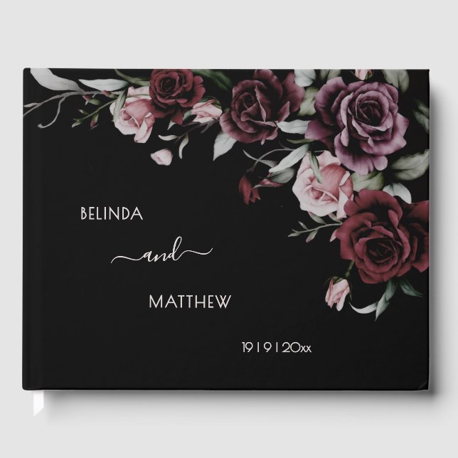 Dark Romantic Roses | Wedding Guest Book (Front)