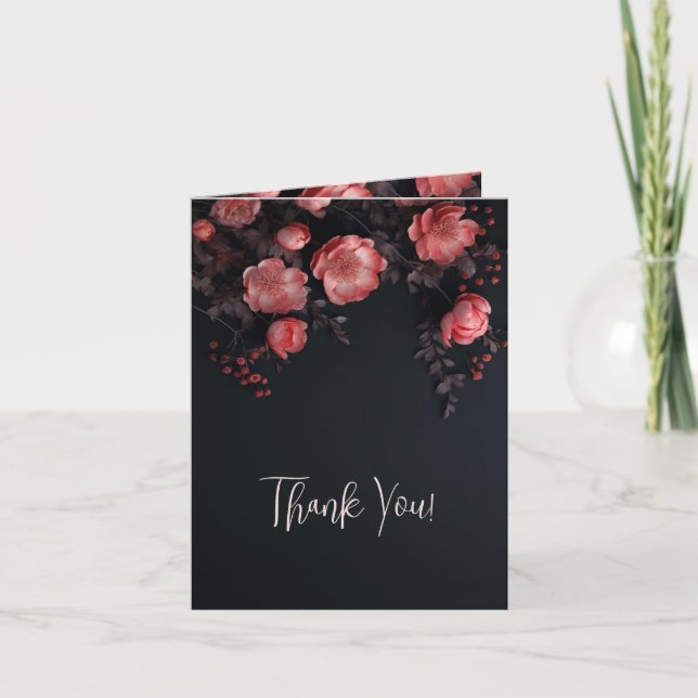  Dark Romantic Roses |  Wedding Photo Thank You (Front)