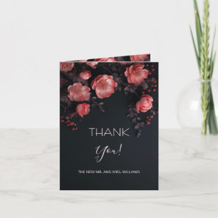  Dark Romantic Roses    Wedding Photo Thank You Card