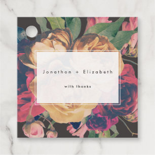 Dark Rose Botanical Fete Favour Tags