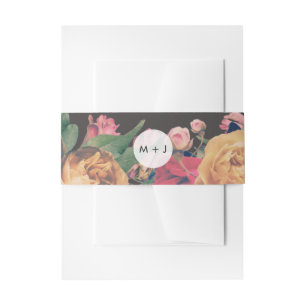Dark Rose Botanical Fete Wedding Invitation Belly Band