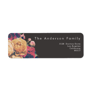 Dark Rose Botanical Fete Wedding return address Return Address Label