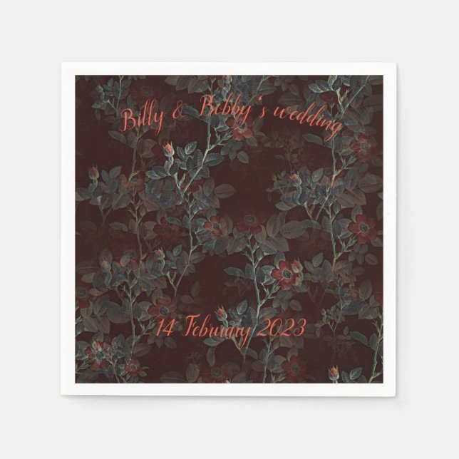 Dark rose cocktail napkin. Customizable. Napkin (Front)