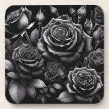 Dark Rose Cork Back Coasters Set of 6