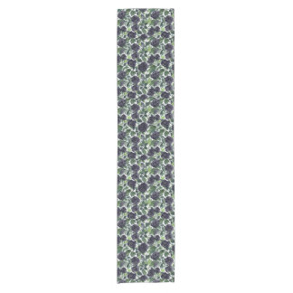 Dark rose delight, watercolor black rose pattern short table runner