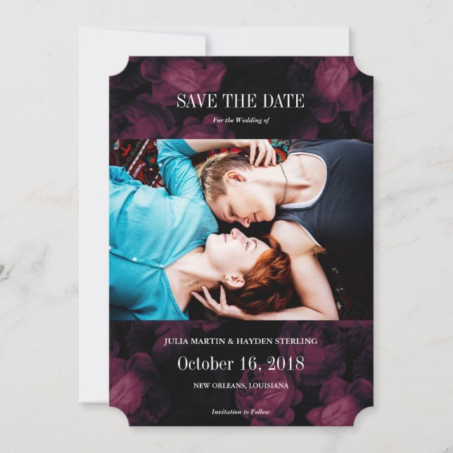 Dark Rose Garden Photo Save the Date Cards (Front)