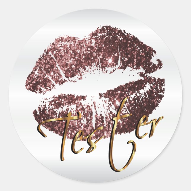 Dark Rose Glitter Lips 3 - Tester Classic Round Sticker (Front)