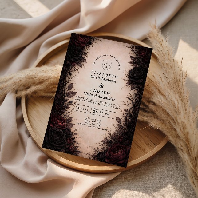 Dark Rose Gothic Wedding Invitation (Creator Uploaded)
