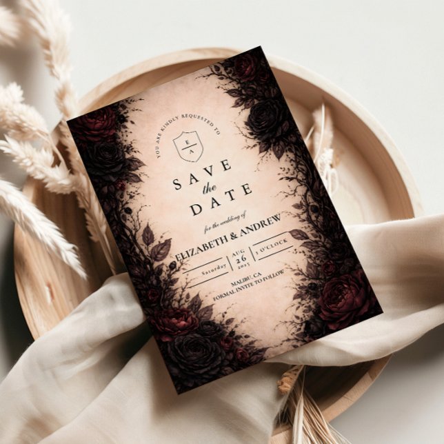 Dark Rose Gothic Wedding Save The Date (Creator Uploaded)
