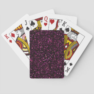 Dark Rose Pink Posh Glitter Playing Cards