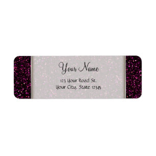 Dark Rose Pink Posh Glitter Return Address Label