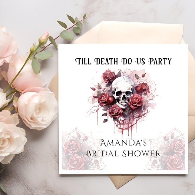 Dark Rose Skull Gothic Halloween Bridal Shower Napkin (Creator Uploaded)