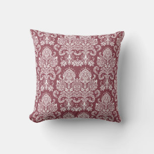 Dark Rose Victorian Damask Cushion